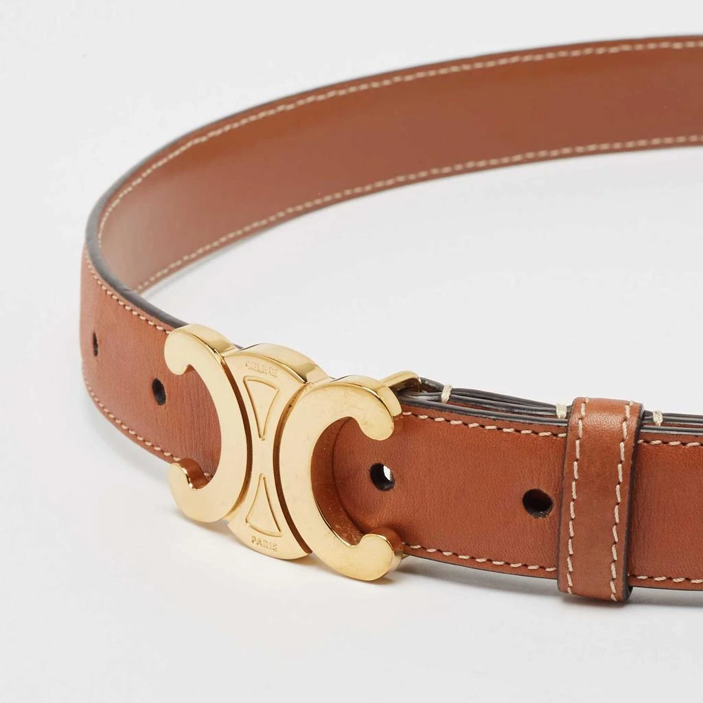 Celine Celine Brown Leather Triomphe Logo Buckle Belt 70 CM 3