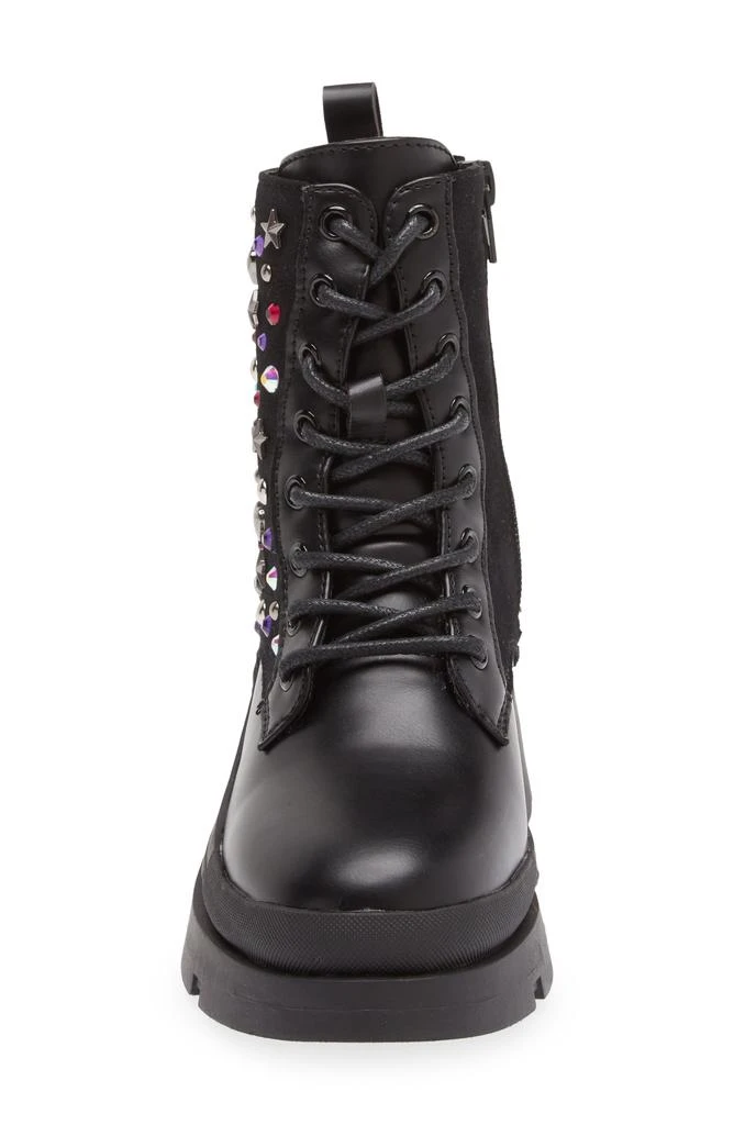 Steve Madden Kids' JKrissen Glitter Stud Combat Boot 4