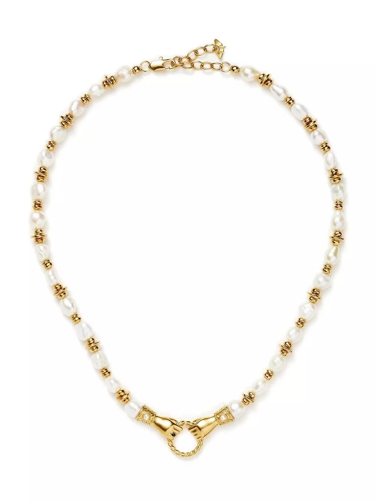 Missoma Harris Reed x Missoma In Good Hands 18K-Gold-Plated, Pearl & Black Onyx Necklace 1