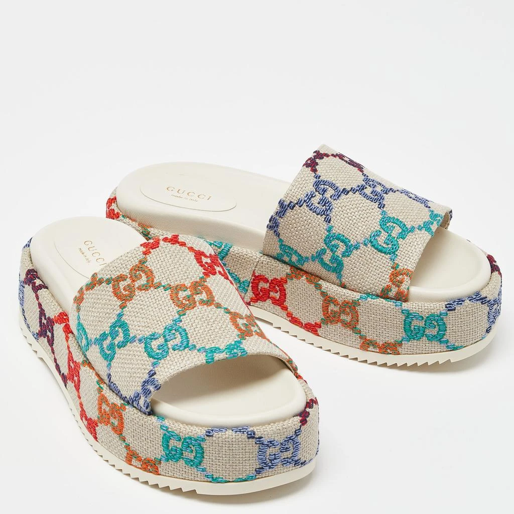 Gucci Gucci Multicolor GG Monogram Canvas Angelina Platform Slide Sandals Size 38 4