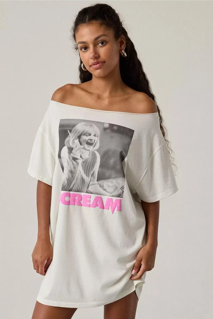 graphic t shirt dress TYLA GRAPHIC T-SHIRT DRESS WITH DISTRESSING – AKIRA main image 0