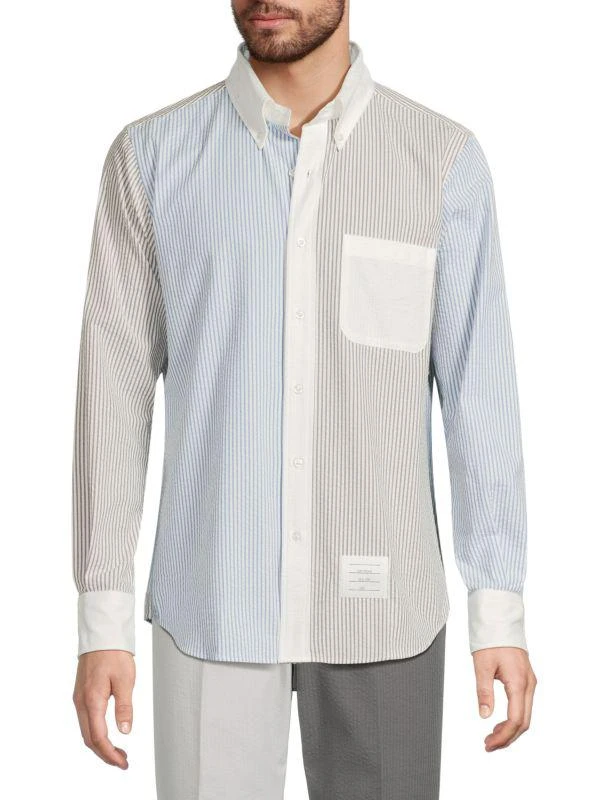 Thom Browne Seersucker Striped Cotton Shirt 1