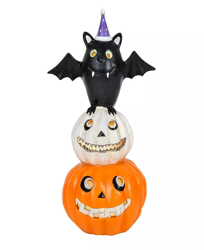 National Tree Company 22" Pre-Lit Bat Standing on Pumpkins 2