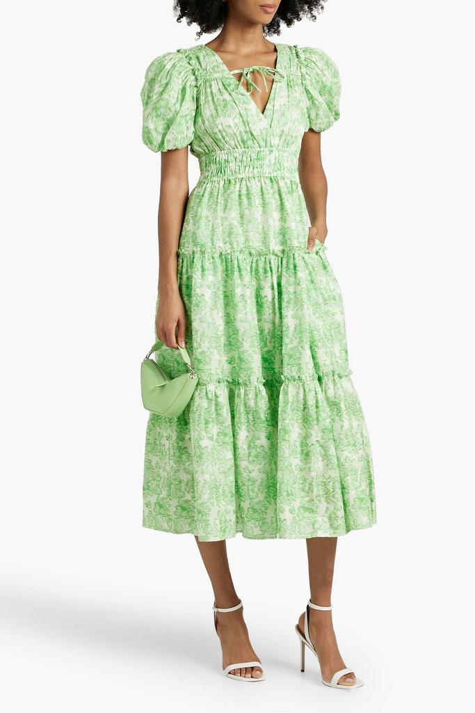 Derek Lam Philippa tiered printed cotton-jacquard midi dress