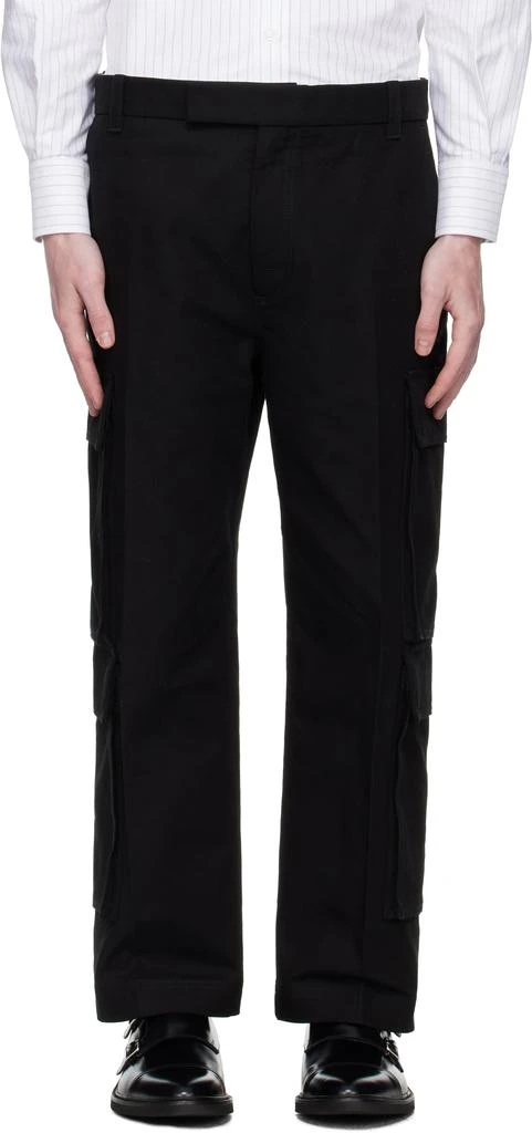 Thom Browne Black Washed Cotton Utility Chino Cargo Pants 1