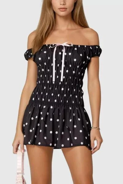 Edikted Edikted Jonie Scrunch Polka Dot Mini Dress 1