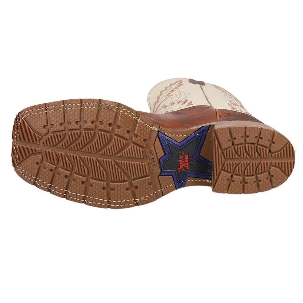Tony Lama Antonio 13 Inch Embroidered Wide Square Toe Pull On Cowboy Boots 5