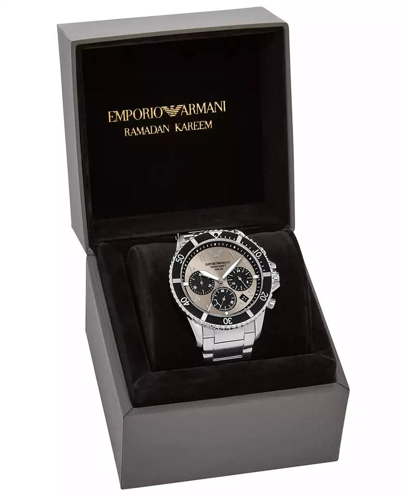 Emporio Armani Men's World Explorer Solar-Powered Chronograph Stainless Steel Watch, 43.5mm 6