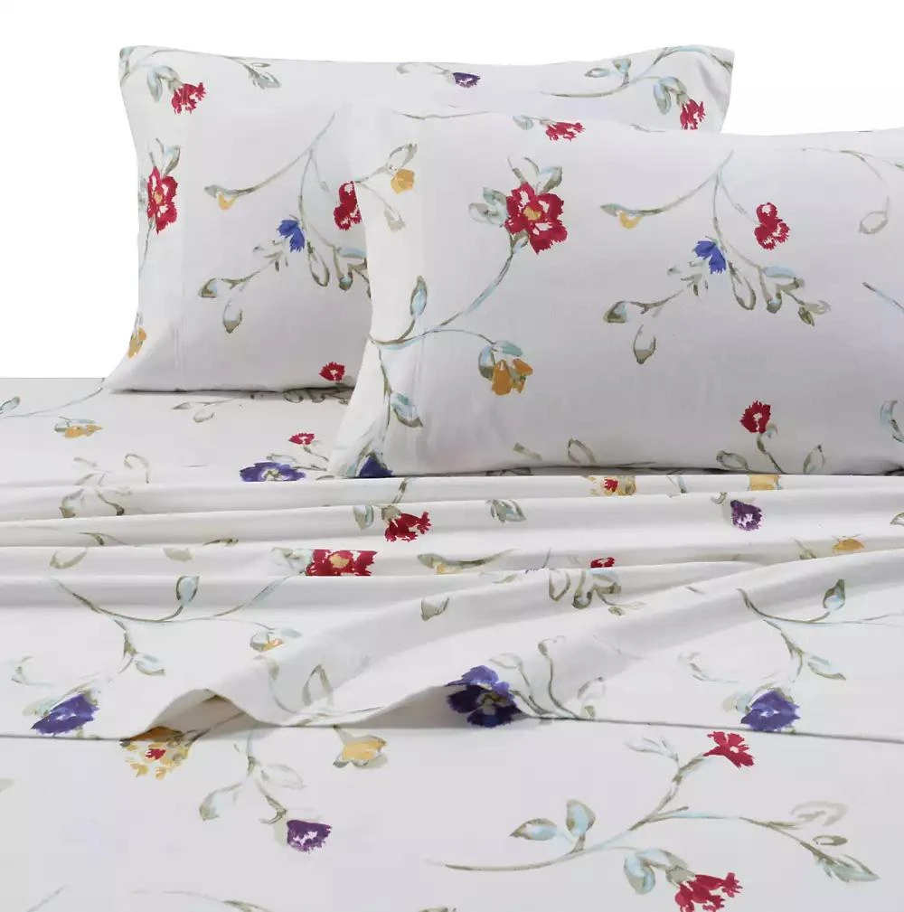 Tribeca Living Floral Garden Extra Deep Pocket Flannel Sheet Set, Twin
