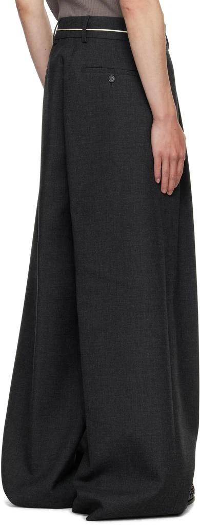 Dries Van Noten Gray Wide Pleated Trousers 3