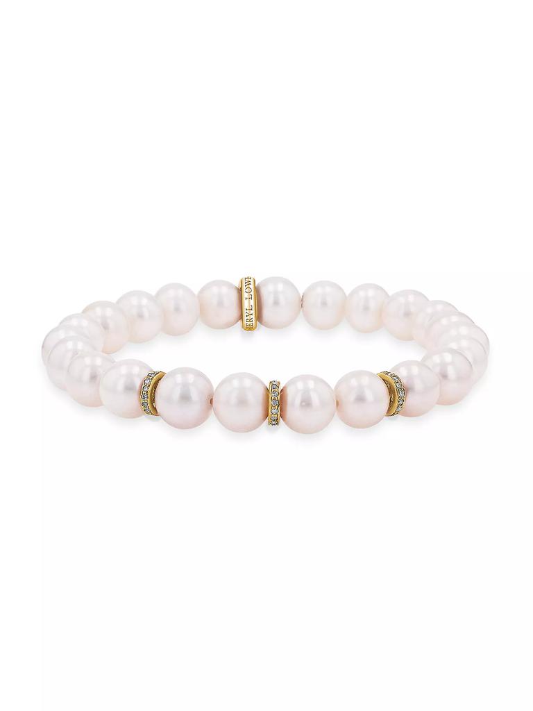 Sheryl Lowe 14K Yellow Gold, Cultured Pearl & 0.15 TCW Diamond Bracelet