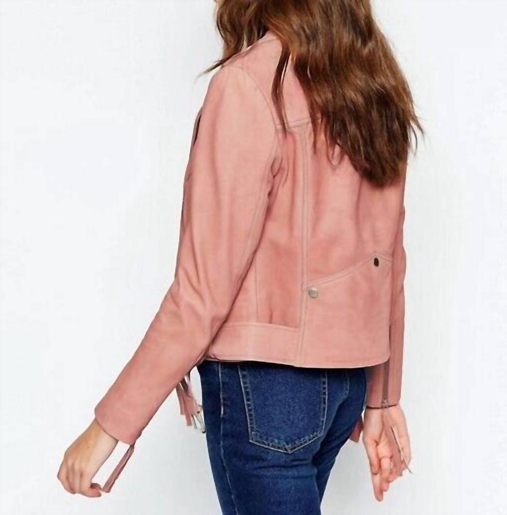 Muubaa Holmdale Leather Moto Biker Jacket In Pink