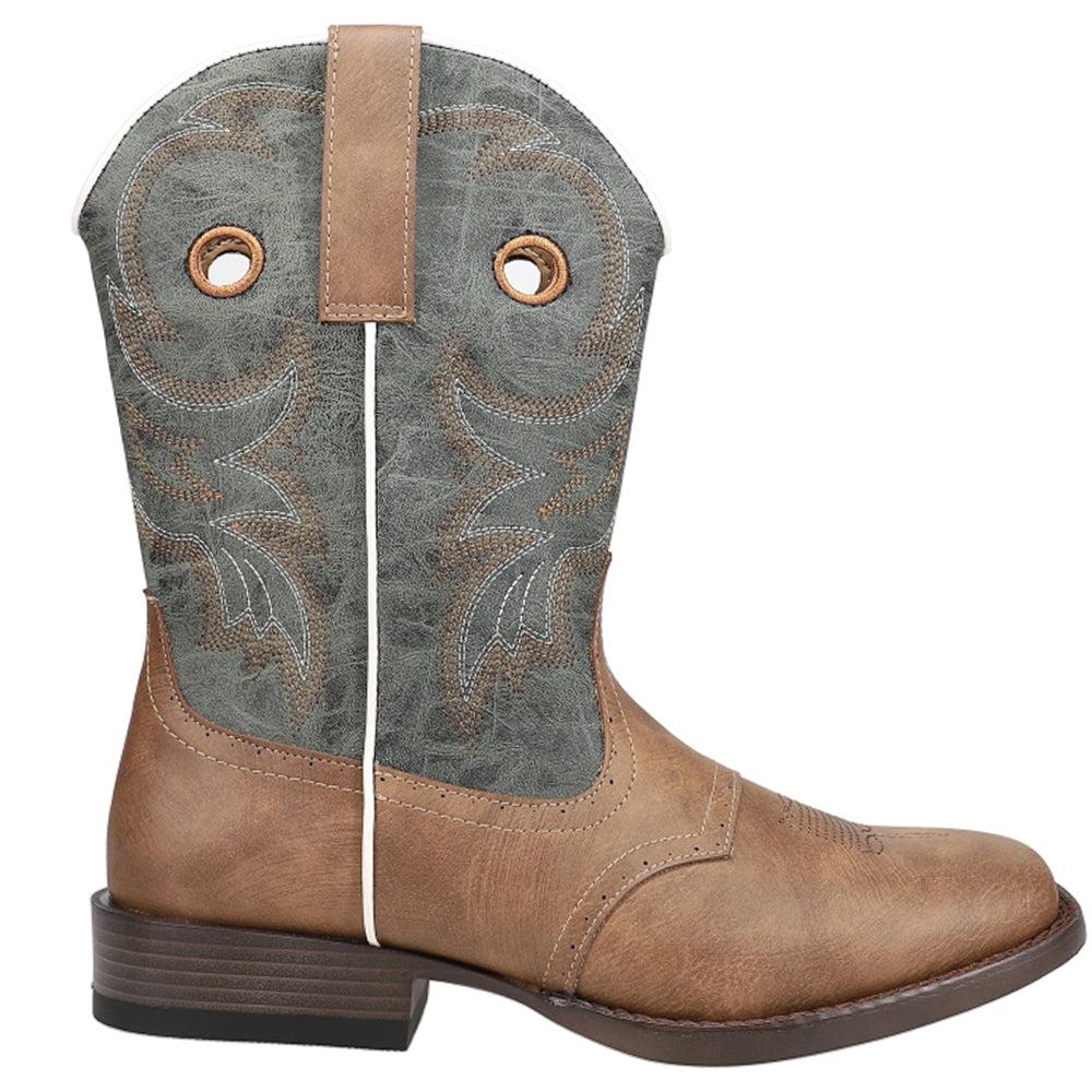 Roper Daniel Embroidered Square Toe Pull On Cowboy Boots