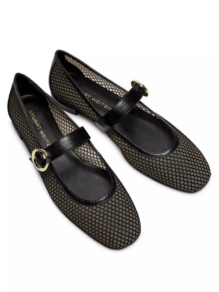 Stuart Weitzman Arabella Mesh & Leather Mary Janes 4