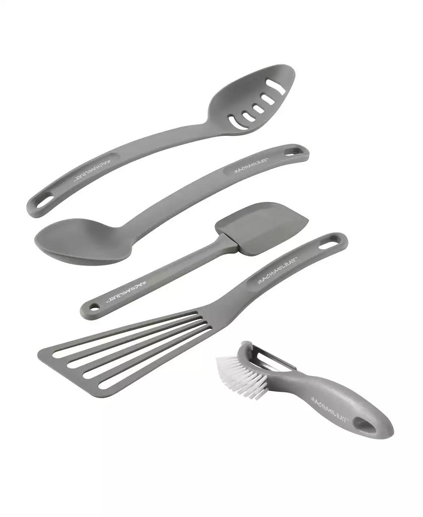 Rachael Ray Cucina Nylon Nonstick Kitchen Utensil and Veg-A-Peel Set, 5-Pc., Sea Salt Gray