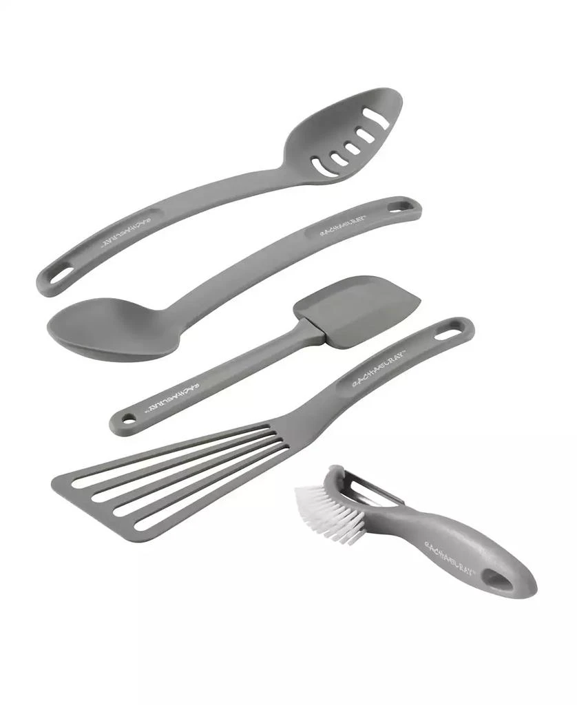 Rachael Ray Cucina Nylon Nonstick Kitchen Utensil and Veg-A-Peel Set, 5-Pc., Sea Salt Gray 1