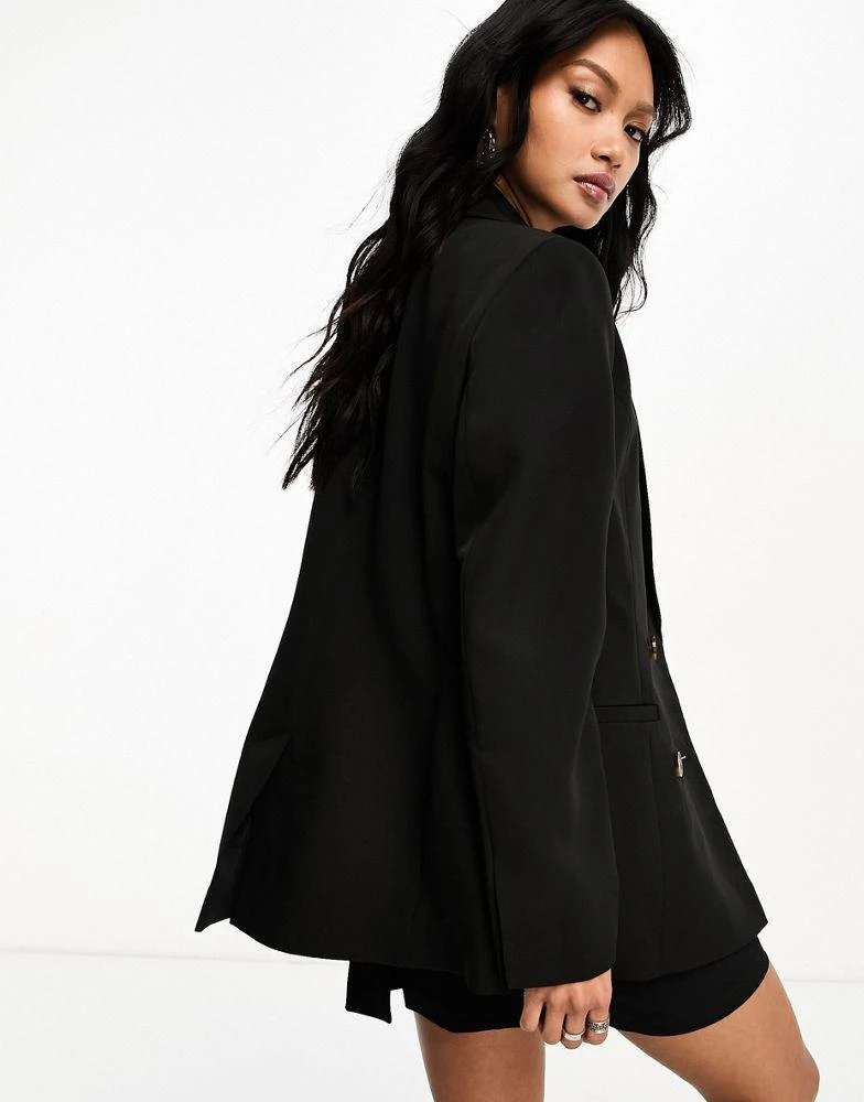 Miss Selfridge Miss Selfridge oversized double breasted blazer in black - BLACK - BLACK 2