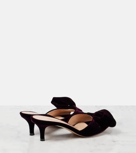 Gianvito Rossi 55 bow-detail velvet mules 2