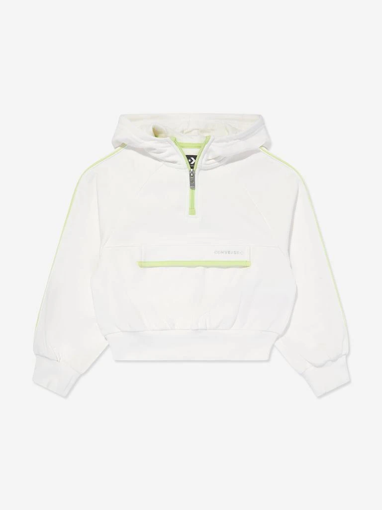 Converse Converse Girls Half Zip Boxy Utility Hoodie in Ivory 1