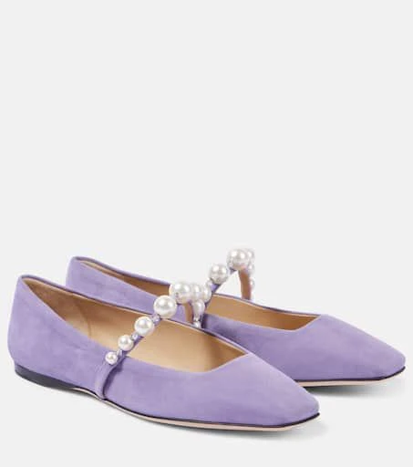 Jimmy Choo Ade embellished suede ballet flats 1