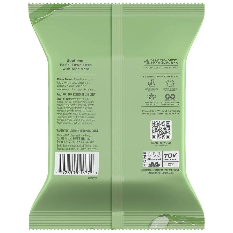 Burt's Bees Soothing Facial Towelettes Aloe Vera 2