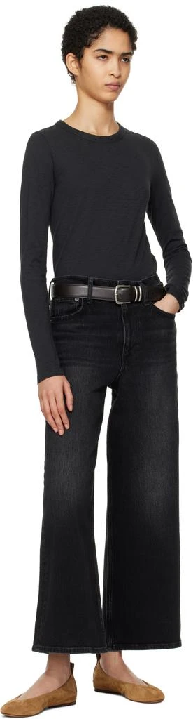 Rag & Bone Black 'The Andi' High-Rise Ankle Wide Leg Jeans 5