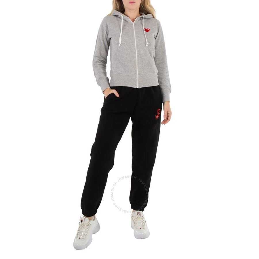 Comme des Garcons Ladies Embroidered Hearts-appliqued Cotton-jersey Hoodie 1