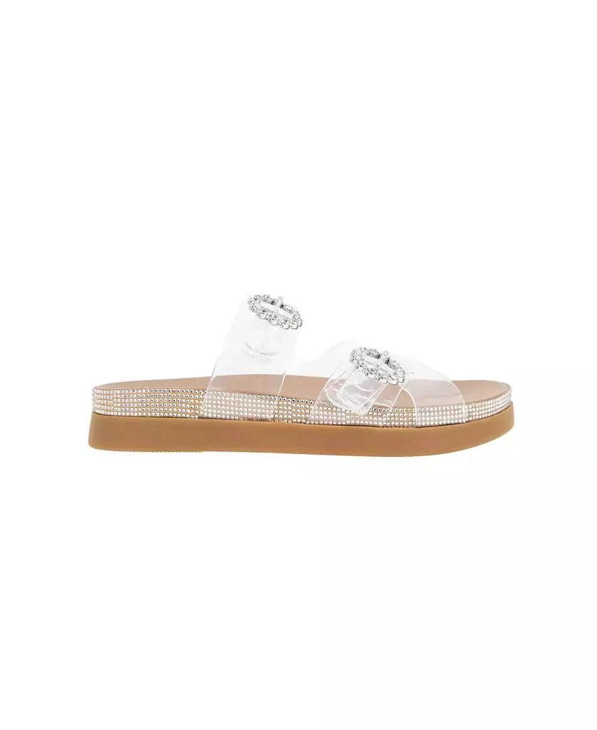 BCBG Women's Jia Rhinestone Buckle Flat Sandals 2