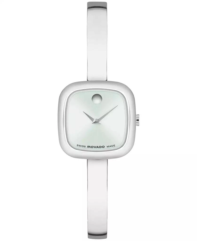 Movado Women's Museum Cushion Swiss Quartz Stainless Steel Bangle Watch, 21.50mm 1