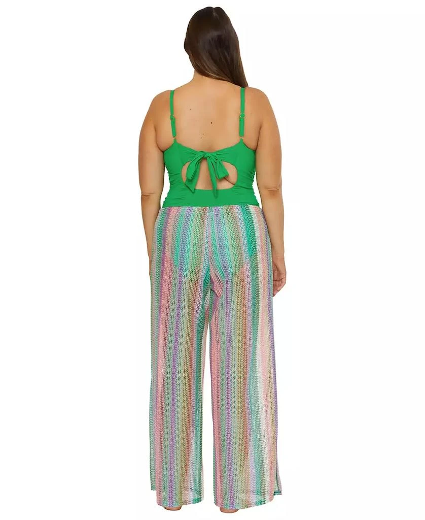 Becca Women's Beach Side Stripe Crochet Split-Leg Pants Swim Cover-Up 3