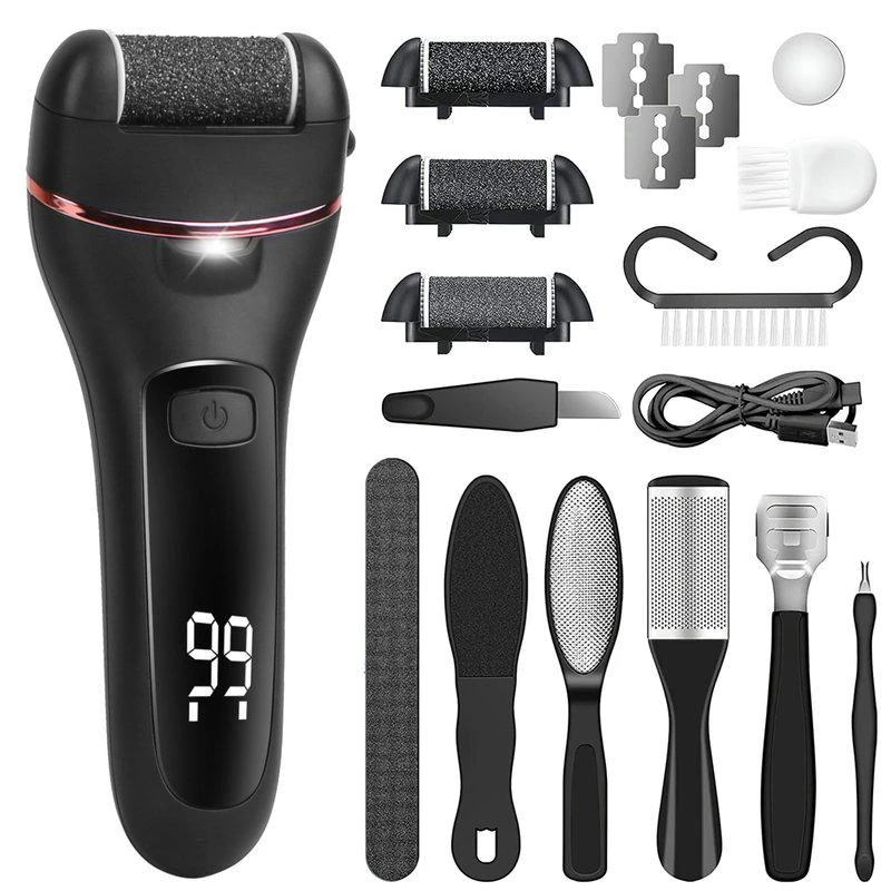 VYSN Electric Foot Callus Remover Foot Grinder Rechargeable Foot File Dead Skin Pedicure Machine With 3 Roller Heads 2 Speeds 18 In 1 Foot Care Tool 1