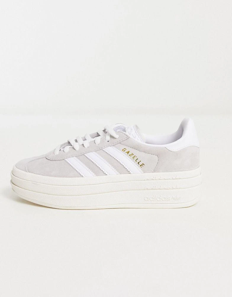 Adidas adidas Originals Gazelle Bold platform trainers in grey and white 2