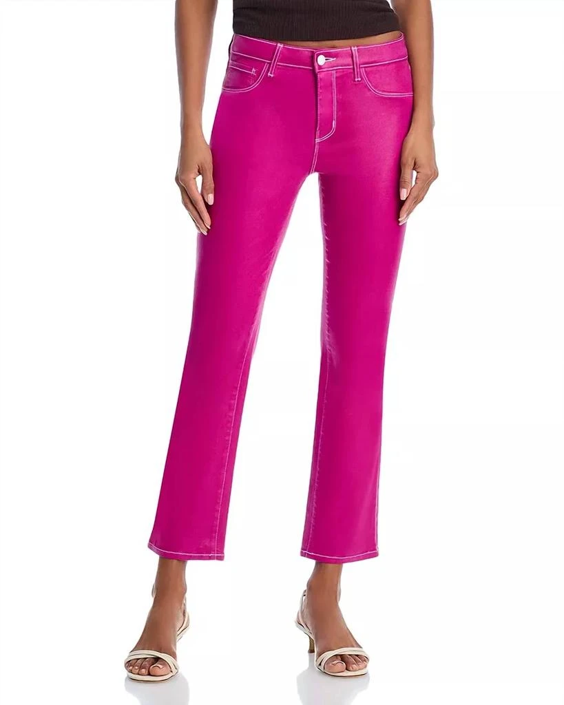 L'Agence Tati High Rise Crop Micro Boot Jeans In Fuchsia 1