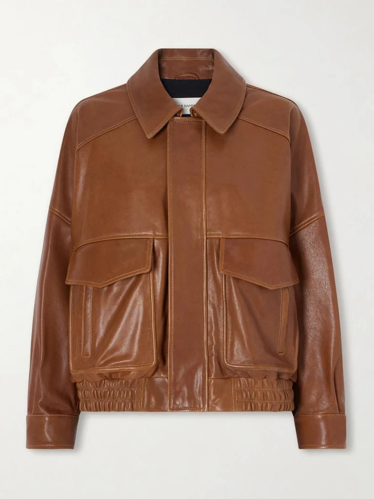 Nour Hammour Runa Paneled Leather Bomber Jacket