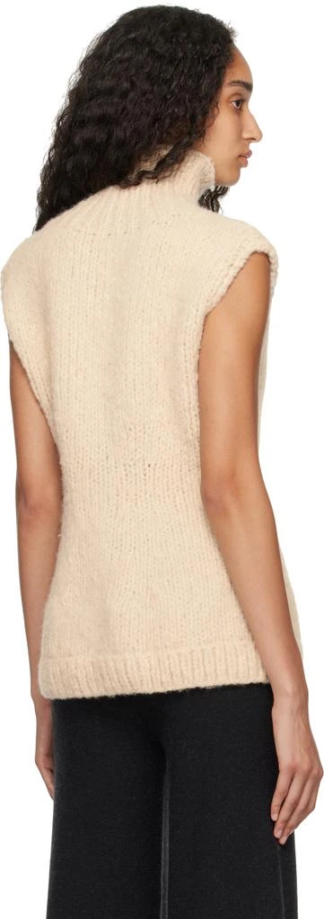 LAUREN MANOOGIAN Beige Handknit Peplum Shell Turtleneck 3