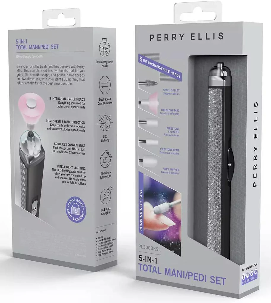 Perry Ellis RECHARGEABLE SALON STYLE MANICURE SET WITH LED LIGHT 2