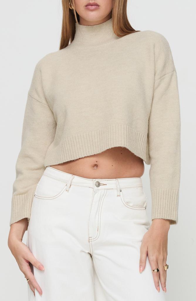Princess Polly Carrie Jane Mock Neck Wool Blend Crop Sweater