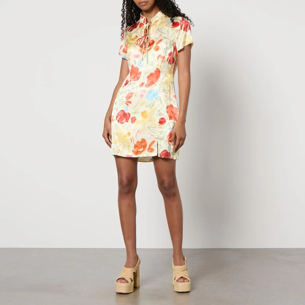 Kitri Gretchen Floral-Print Satin-Jacquard Mini Dress 3