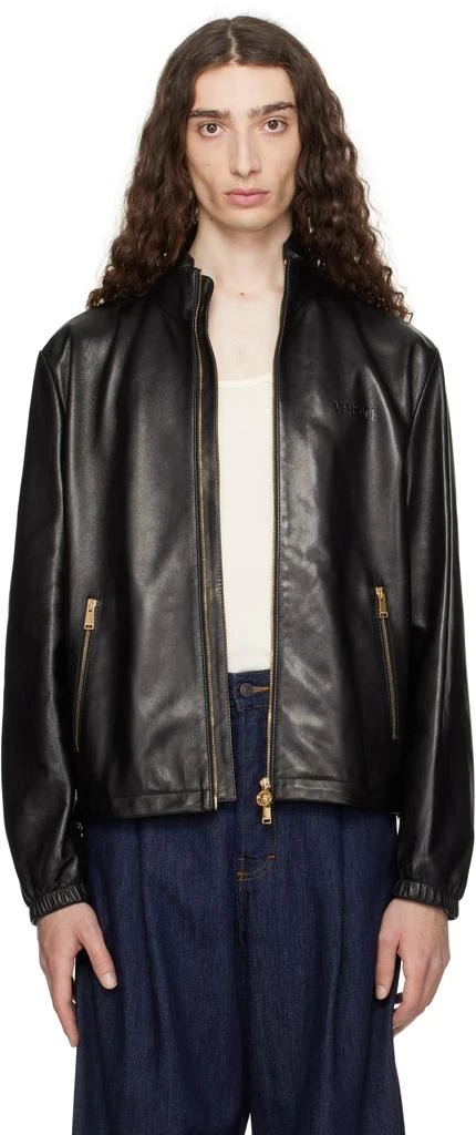 Versace Black Plongé Leather Jacket