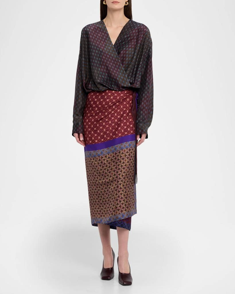 Dries Van Noten Camiel Printed Long-Sleeve Wrap Top 2