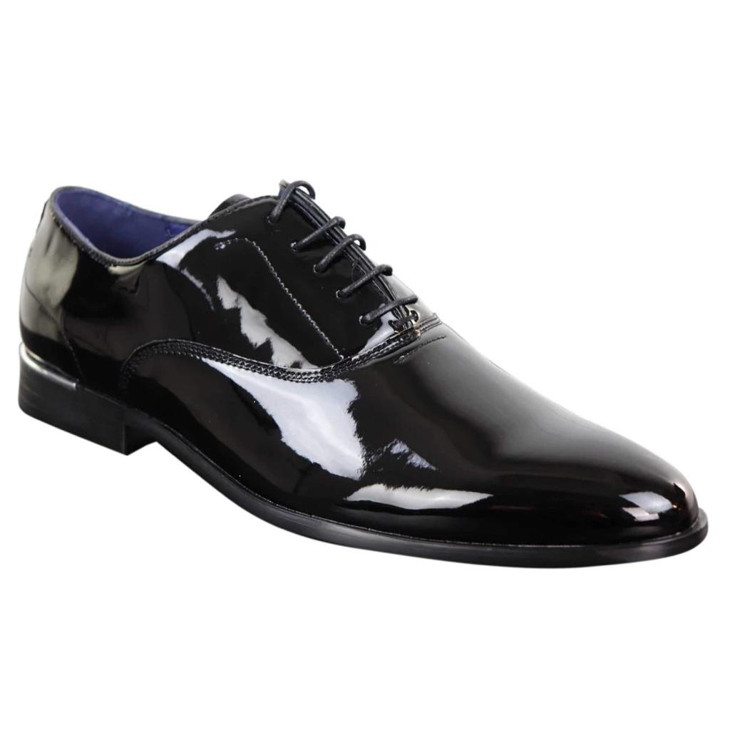 TruClothing Laced Patent Faux Leather Smart Shoes