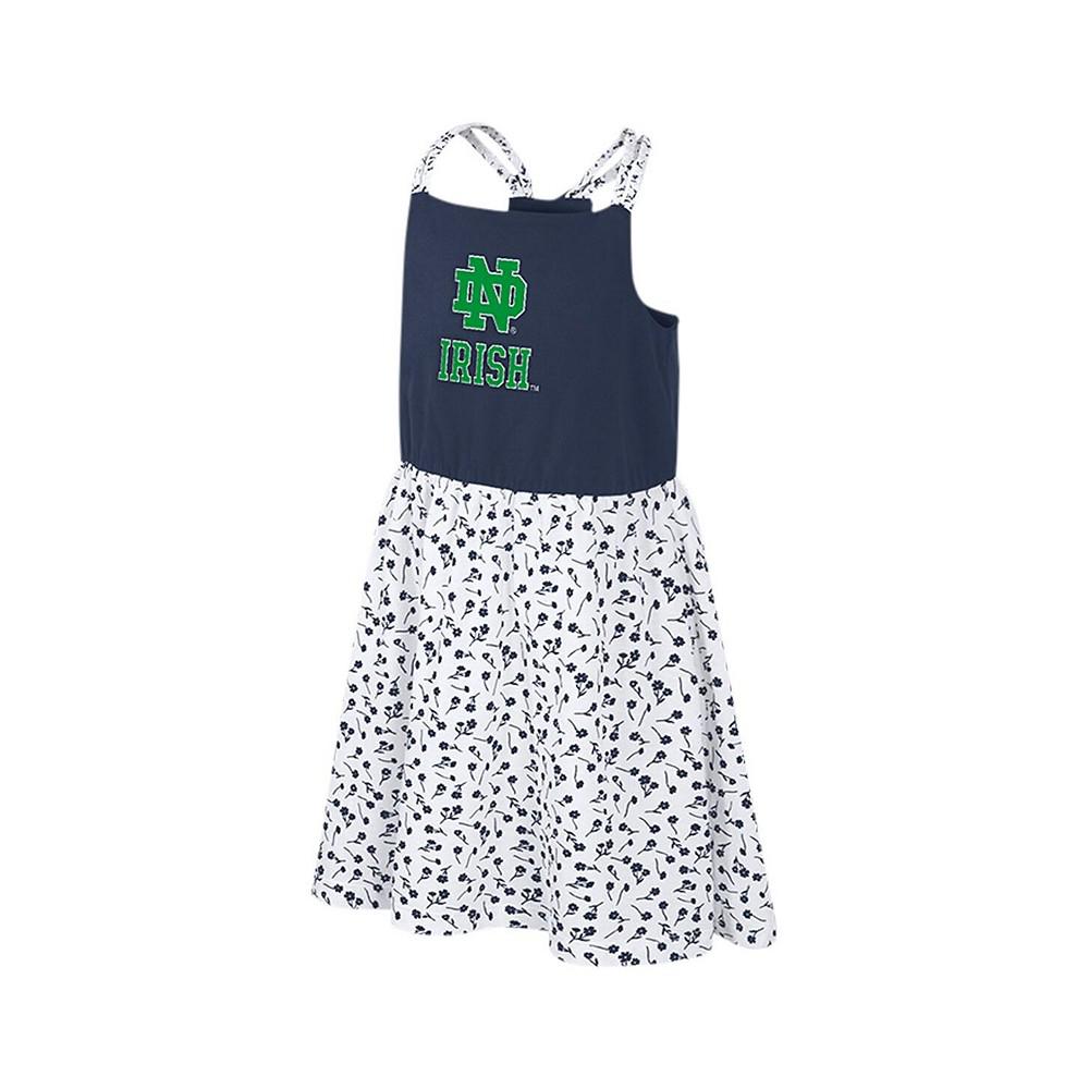 Colosseum Big Girls Navy, White Notre Dame Fighting Irish Robin Floral Dress