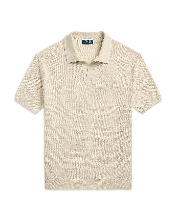 Textured Cotton-Linen Polo Sweater – On Sale Now with Up to