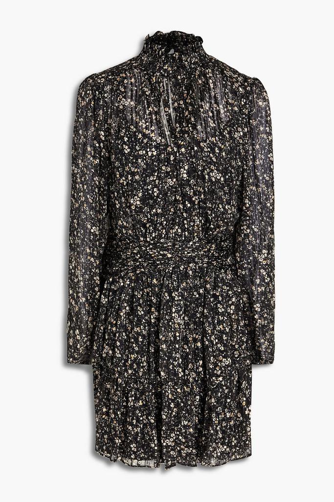 Monique Lhuillier Ruched floral-print jacquard mini dress