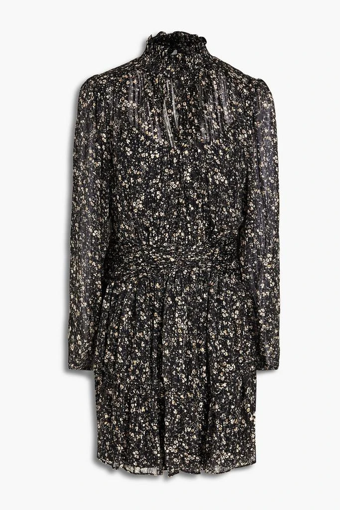 Monique Lhuillier Ruched floral-print jacquard mini dress 1