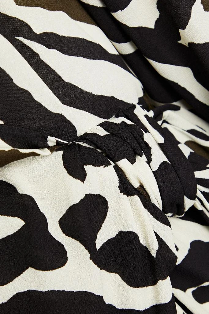Dundas Wrap-effect draped zebra-print crepe mini dress 4