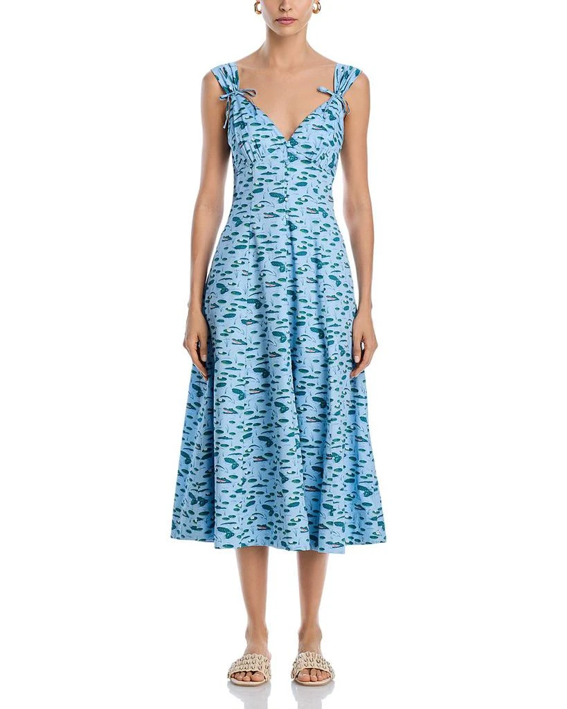 AQUA Printed Tie Shoulder Midi Dress - Exclusive 9