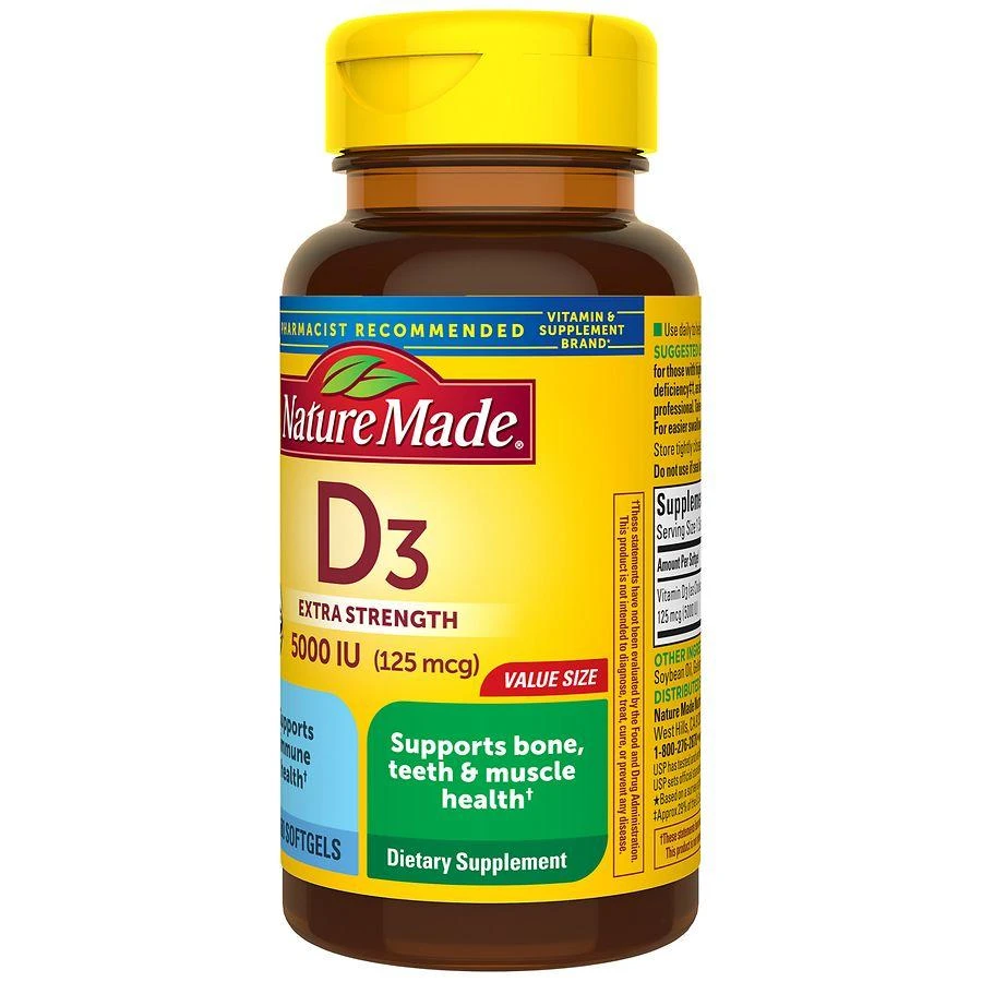 Nature Made Extra Strength Vitamin D3 5000 IU (125 mcg) Softgels 9