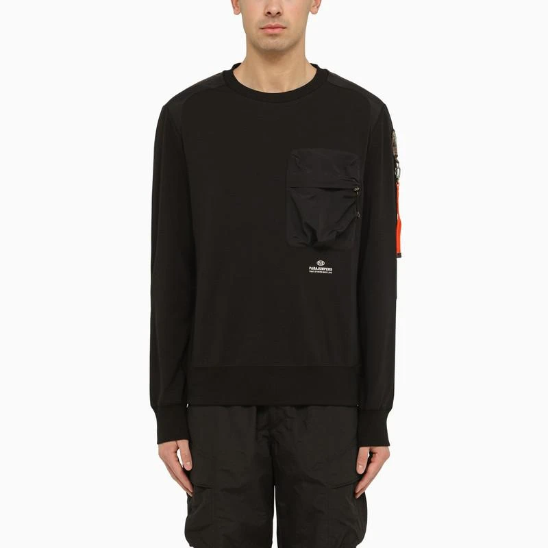 Parajumpers Cotton black sweatshirt with patch pocket 1