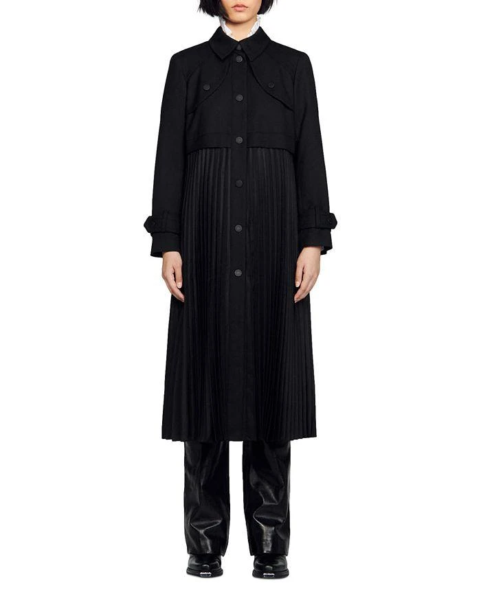 Sandro Samy Pleated Trench Coat 1